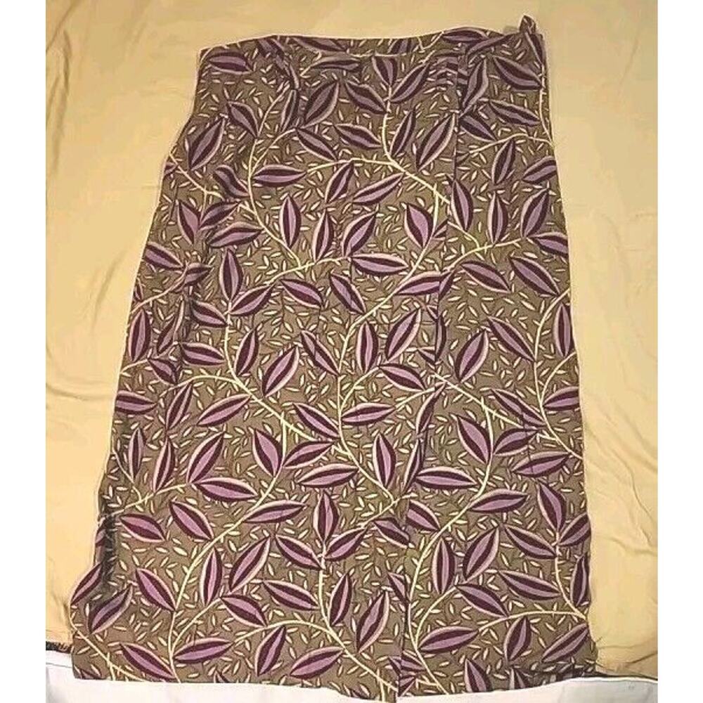 Vintage Evan Picone Multi Color Pleated Floral Skirt Women's Sz 12 Olive Purple